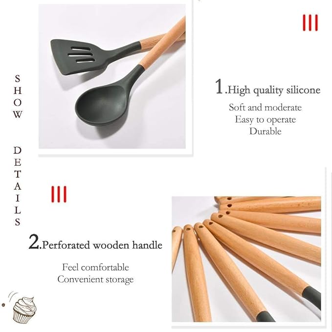 12PCS Kitchen Utensil Set Silicone Cooking Utensils Kit